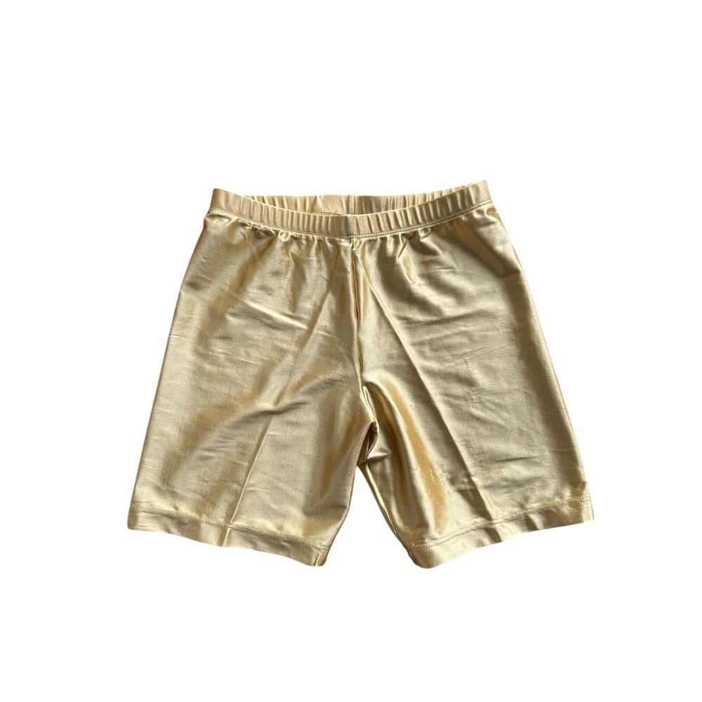 Vintage 80s 90s Danskin Liquid Gold Metallic Bike Shorts High Waist Aerobics S